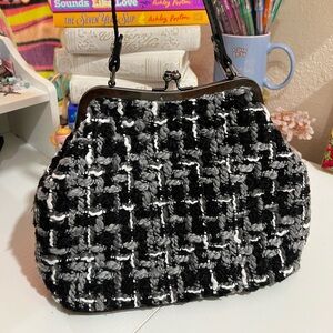 Patricia Nash Black and Gray Woven Clutch